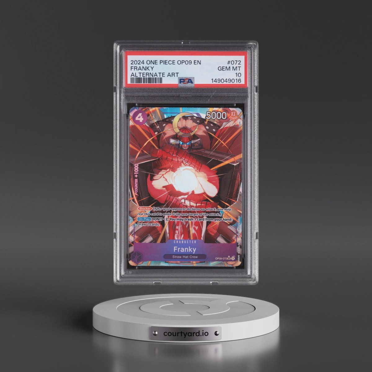 2024 One Piece OP09-Emperors in the New World Franky - Alternate Art #072 PSA 10