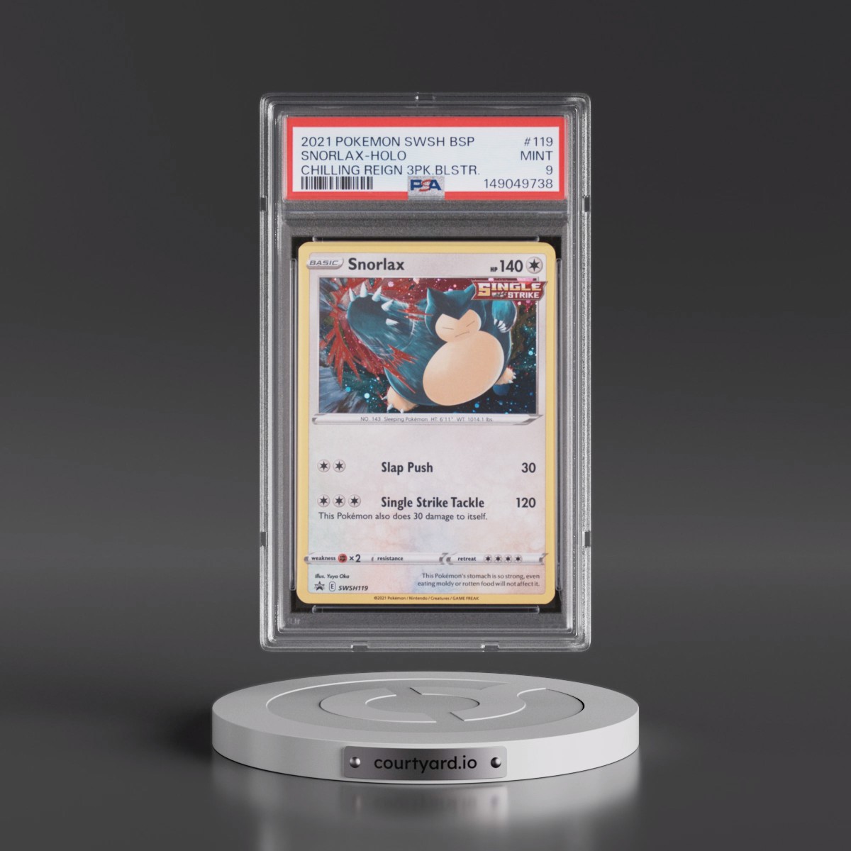 2021 Pokémon Swsh Black Star Promo #119 Snorlax - Holo Chilling Reign Three Pack Blisters (PSA 9 MINT)