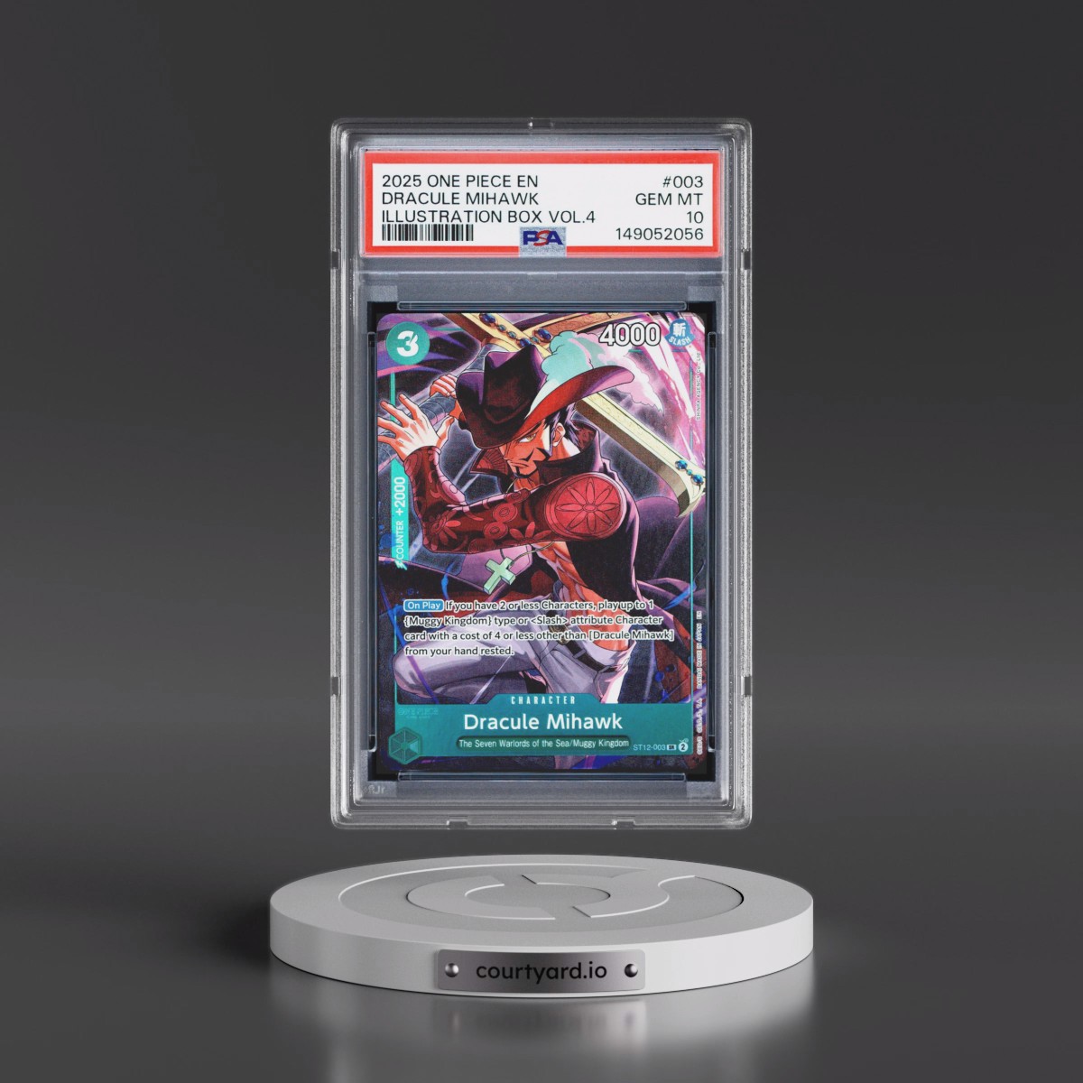 2025 One Piece Promos #003 Dracule Mihawk - Illustration Box Vol.4 (PSA 10 GEM MINT)