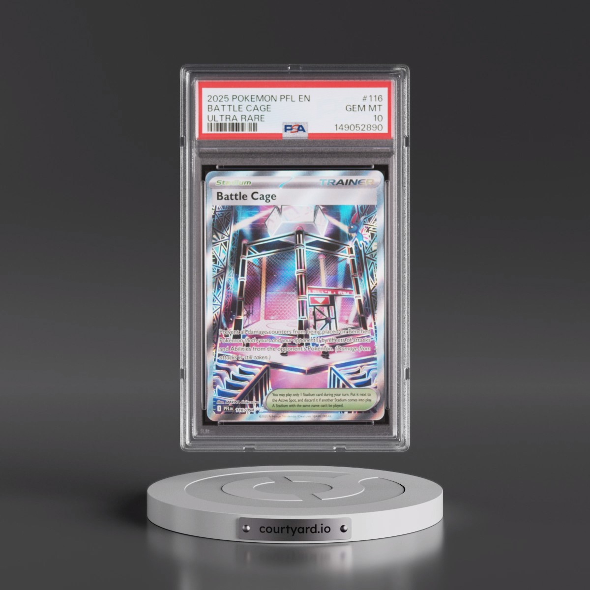 2025 Pokémon Pfl EN-Phantasmal Flames #116 Battle Cage - Ultra Rare (PSA 10 GEM MINT)