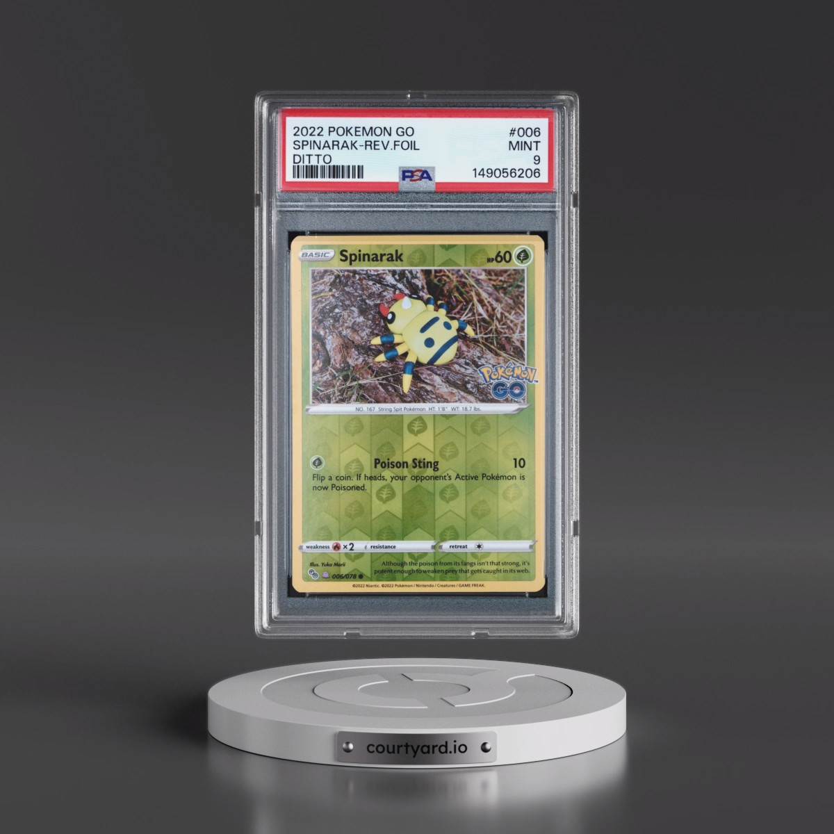 2022 Pokémon Go #006 Spinarak - Reverse Foil Ditto (PSA 9 MINT)