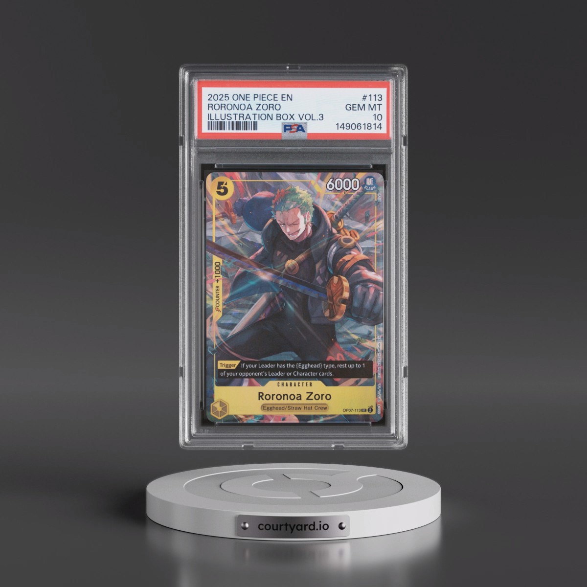 2025 One Piece Promos #113 Roronoa Zoro - Illustration Box Vol.3 (PSA 10 GEM MINT)