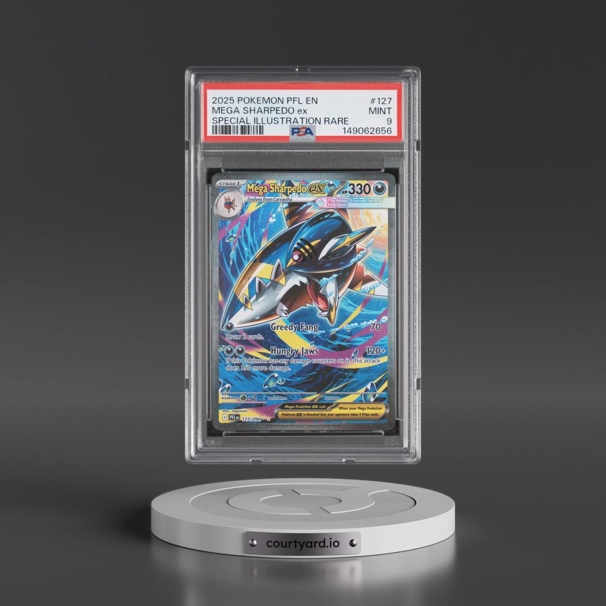 2025 Pokémon Pfl EN-Phantasmal Flames #127 Mega Sharpedo EX - Holo Special Illustration Rare (PSA 9 MINT)