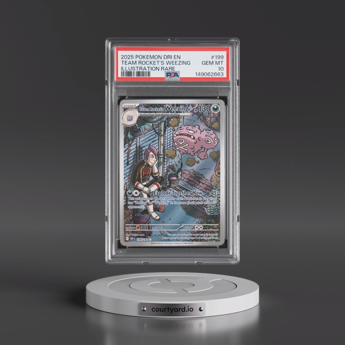 2025 Pokémon Dri EN-Destined Rivals #199 Team Rocket's Weezing - Illustration Rare (PSA 10 GEM MINT)