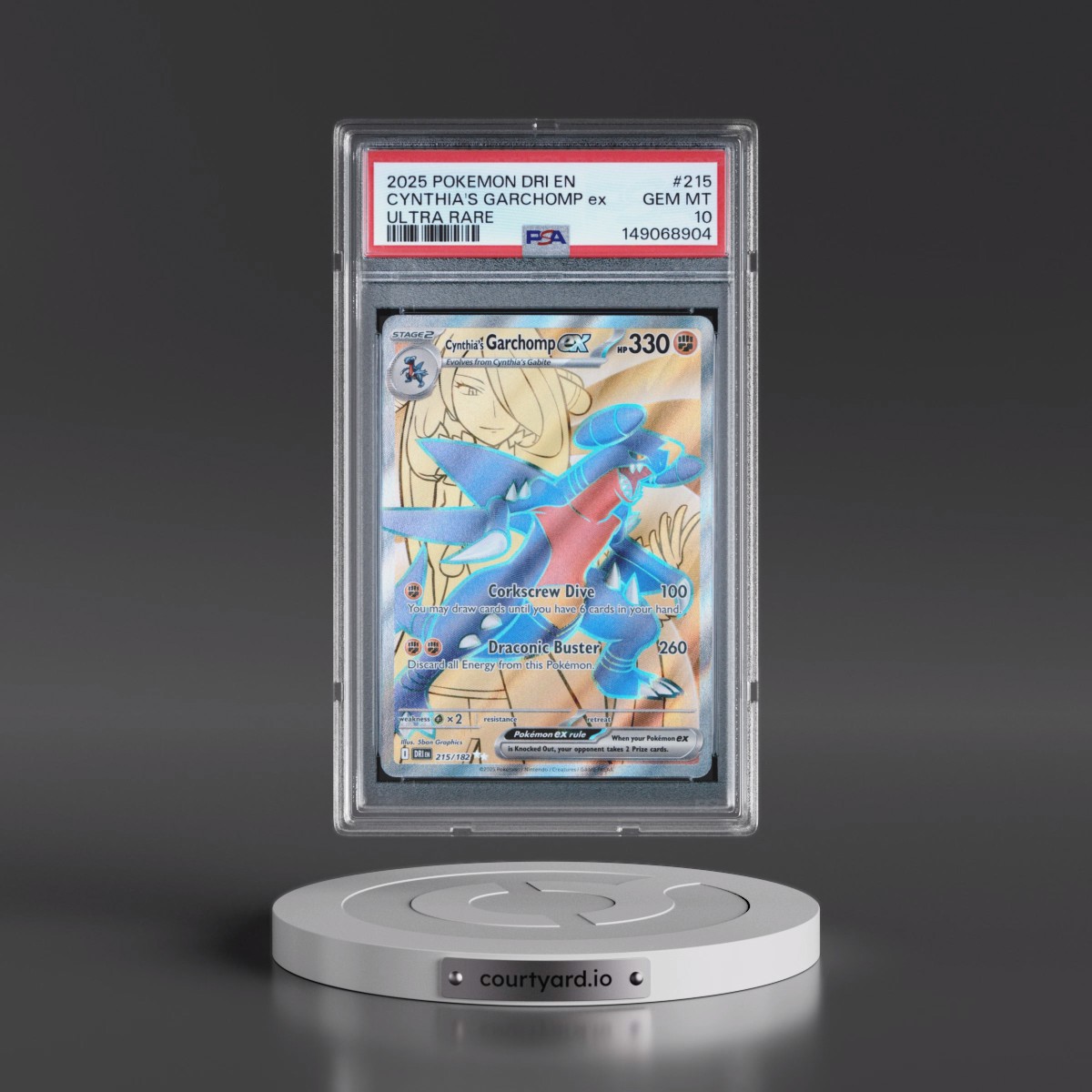 2025 Pokémon Dri EN-Destined Rivals #215 Cynthia's Garchomp EX - Holo Ultra Rare (PSA 10 GEM MINT)