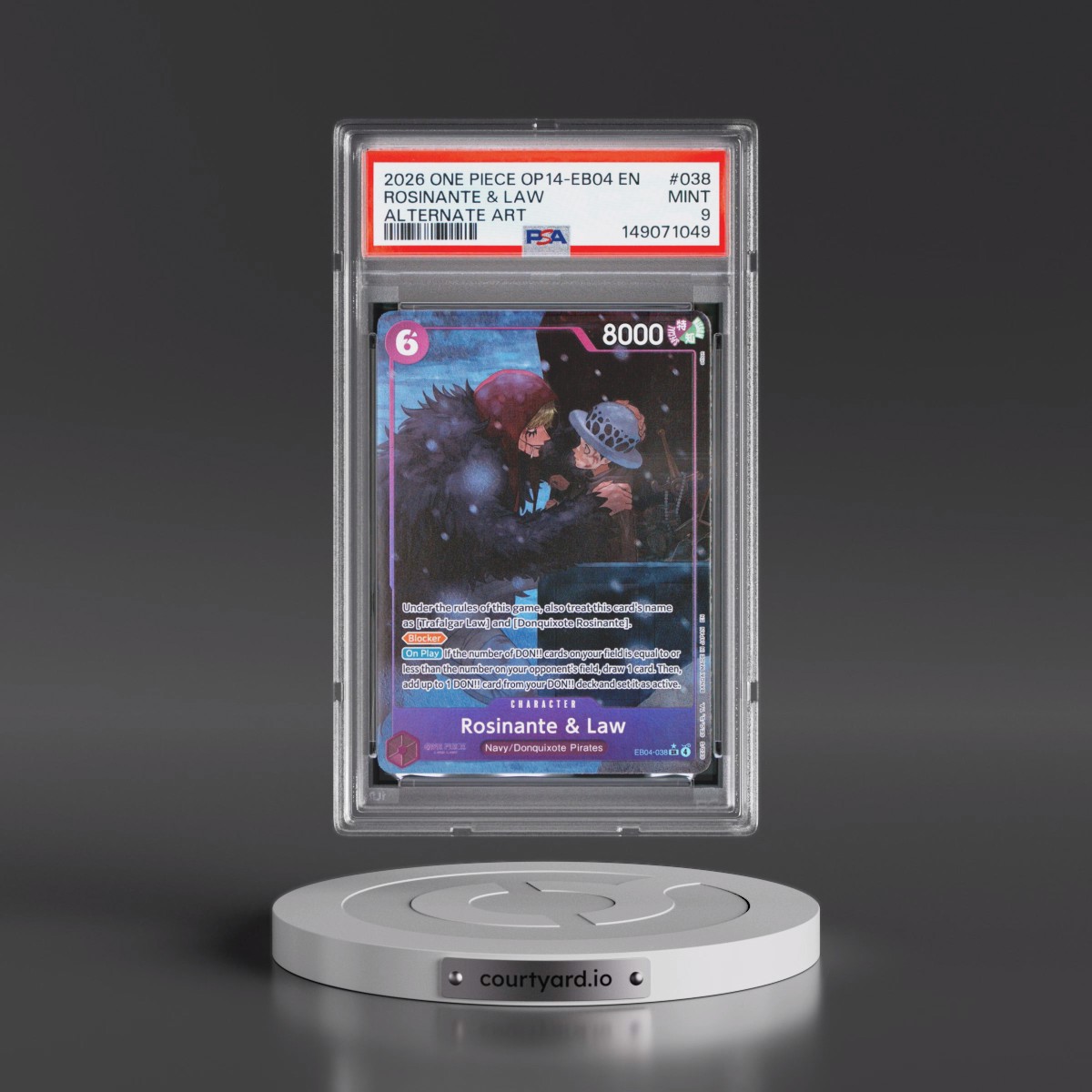 2026 One Piece OP14-EB04-the Azure Sea's Seven #038 Rosinante & Law - Alternate Art (PSA 9 MINT)