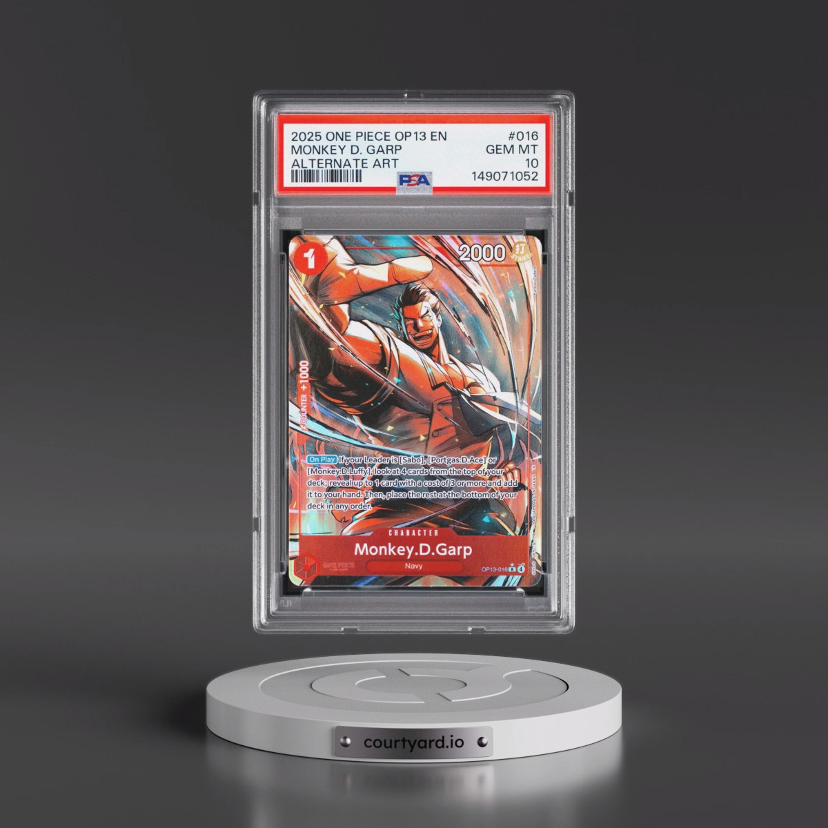 2025 One Piece OP13-Carrying on His Will #016 Monkey D. Garp - Alternate Art (PSA 10 GEM MINT)