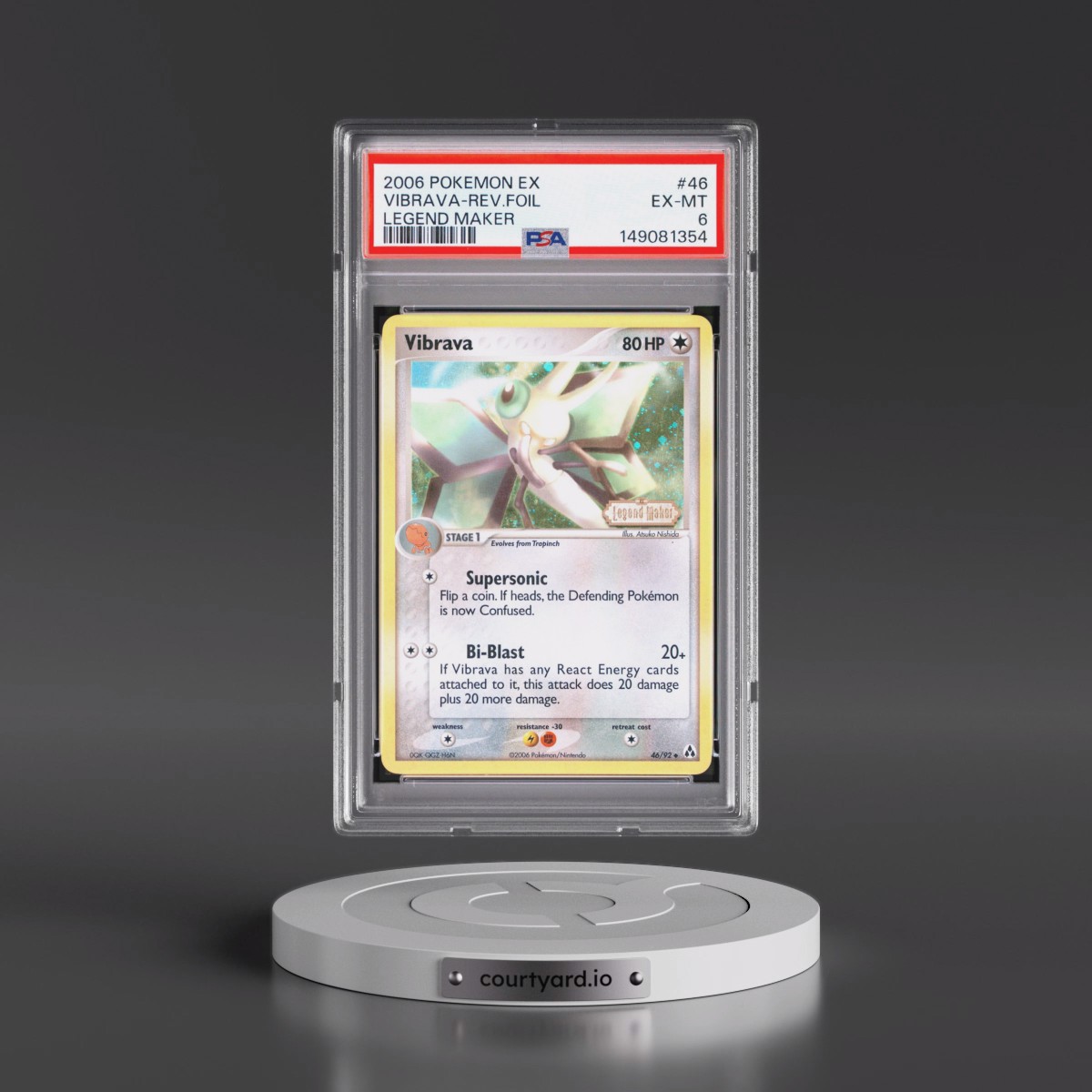 2006 Pokémon EX Legend Maker #46 Vibrava - Reverse Foil (PSA 6 EX-MT)