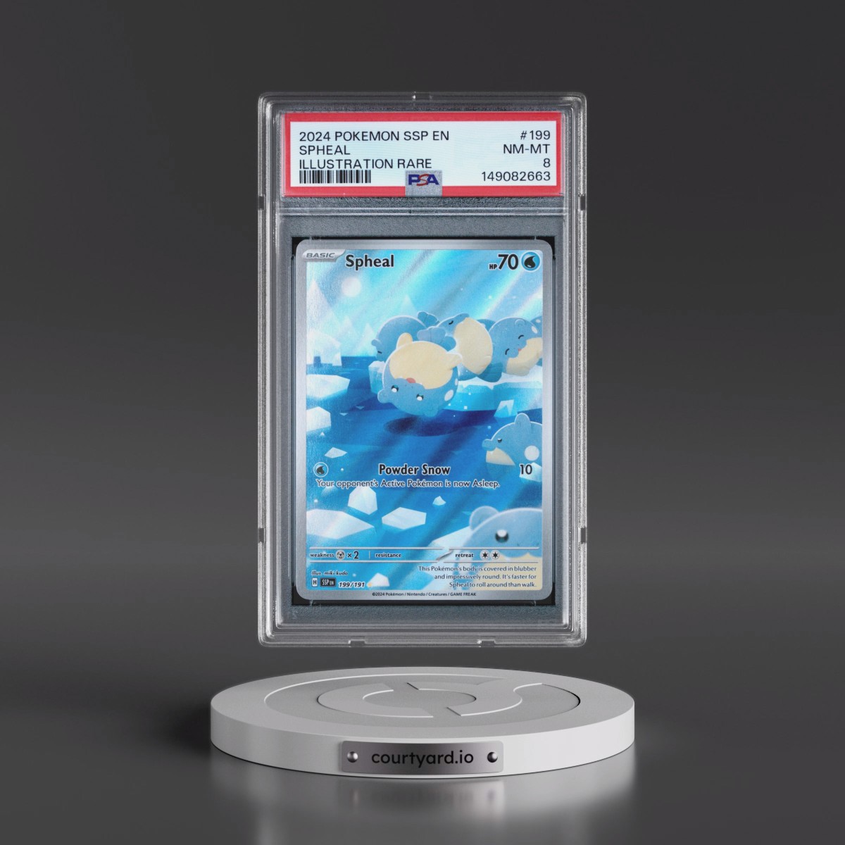 2024 Pokémon Ssp EN-Surging Sparks #199 Spheal - Illustration Rare (PSA 8 NM-MT)