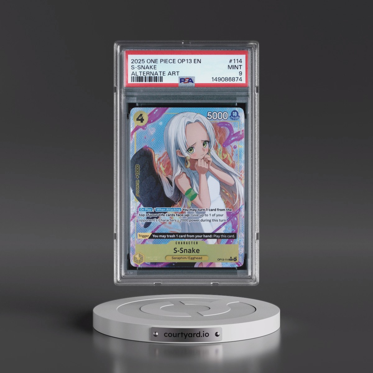 2025 One Piece OP13-Carrying on His Will #114 S-Snake - Alternate Art (PSA 9 MINT)