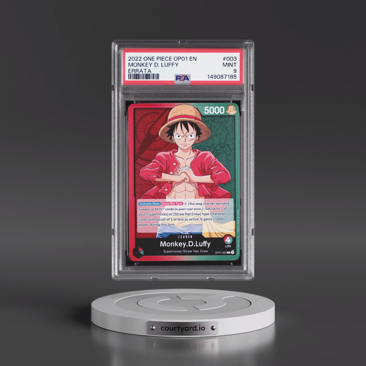 2022 One Piece OP01-Romance Dawn #003 Monkey D. Luffy - Errata (PSA 9 MINT)