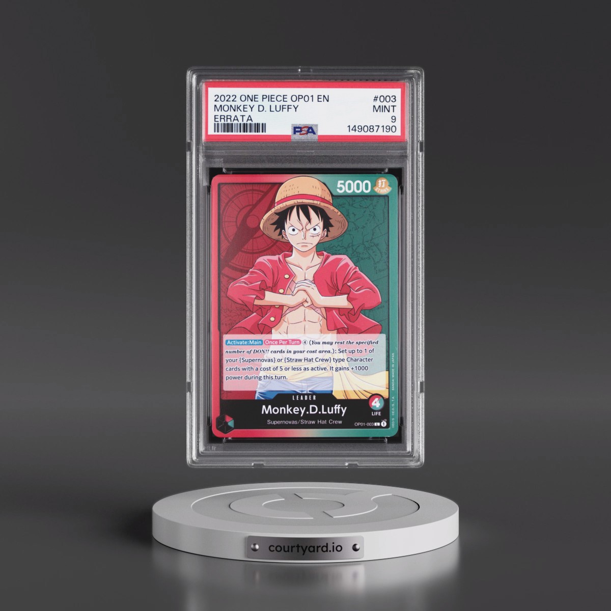 2022 One Piece OP01-Romance Dawn #003 Monkey D. Luffy - Errata (PSA 9 MINT)