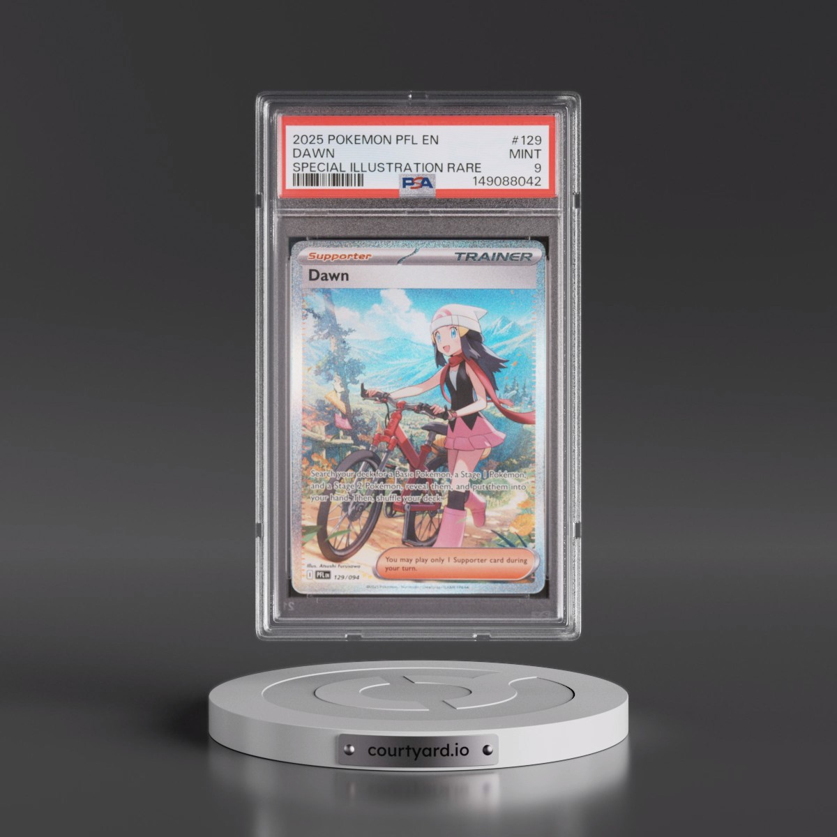 2025 Pokémon Pfl EN-Phantasmal Flames #129 Dawn - Special Illustration Rare (PSA 9 MINT)
