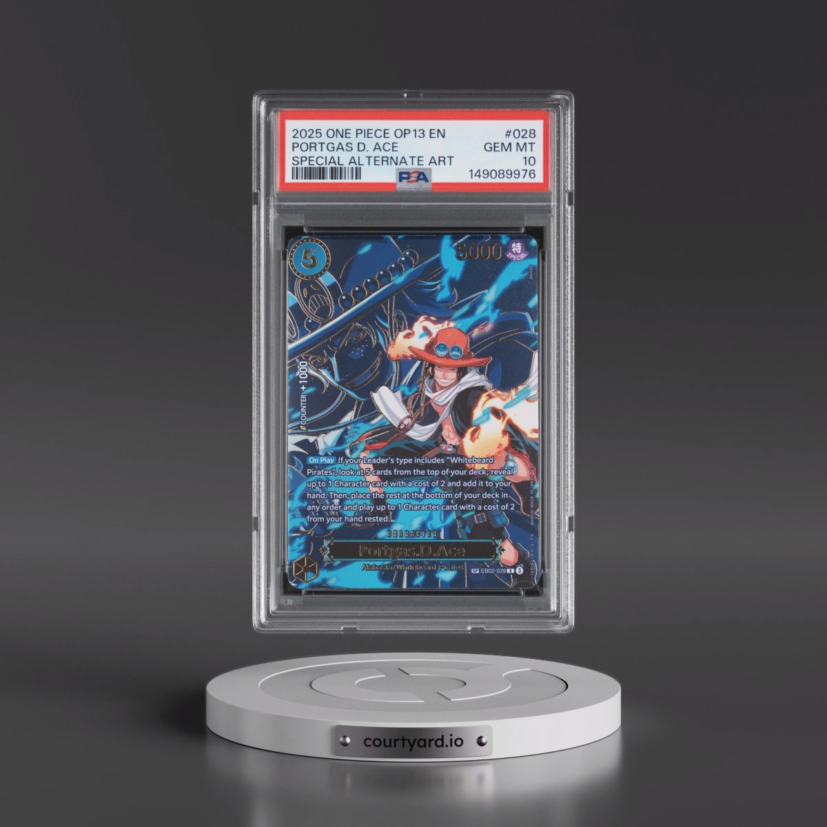 2025 One Piece OP13-Carrying on His Will #028 Portgas D. Ace - Special Alternate Art (PSA 10 GEM MINT)
