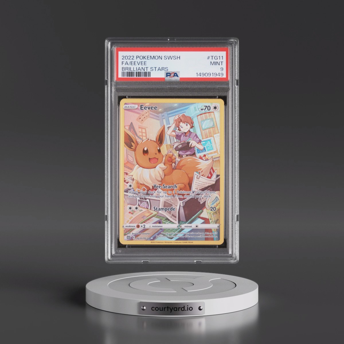 2022 Pokémon Sword & Shield Brilliant Stars #TG11 Eevee - Full Art (PSA 9 MINT)