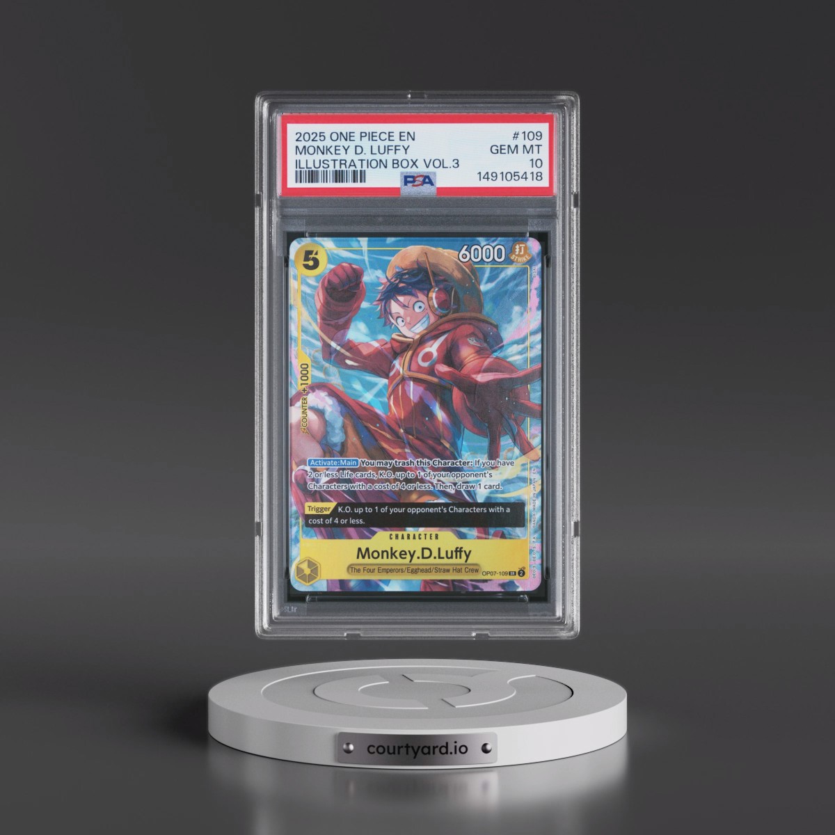 2025 One Piece Promos #109 Monkey D. Luffy - Illustration Box Vol.3 (PSA 10 GEM MINT)