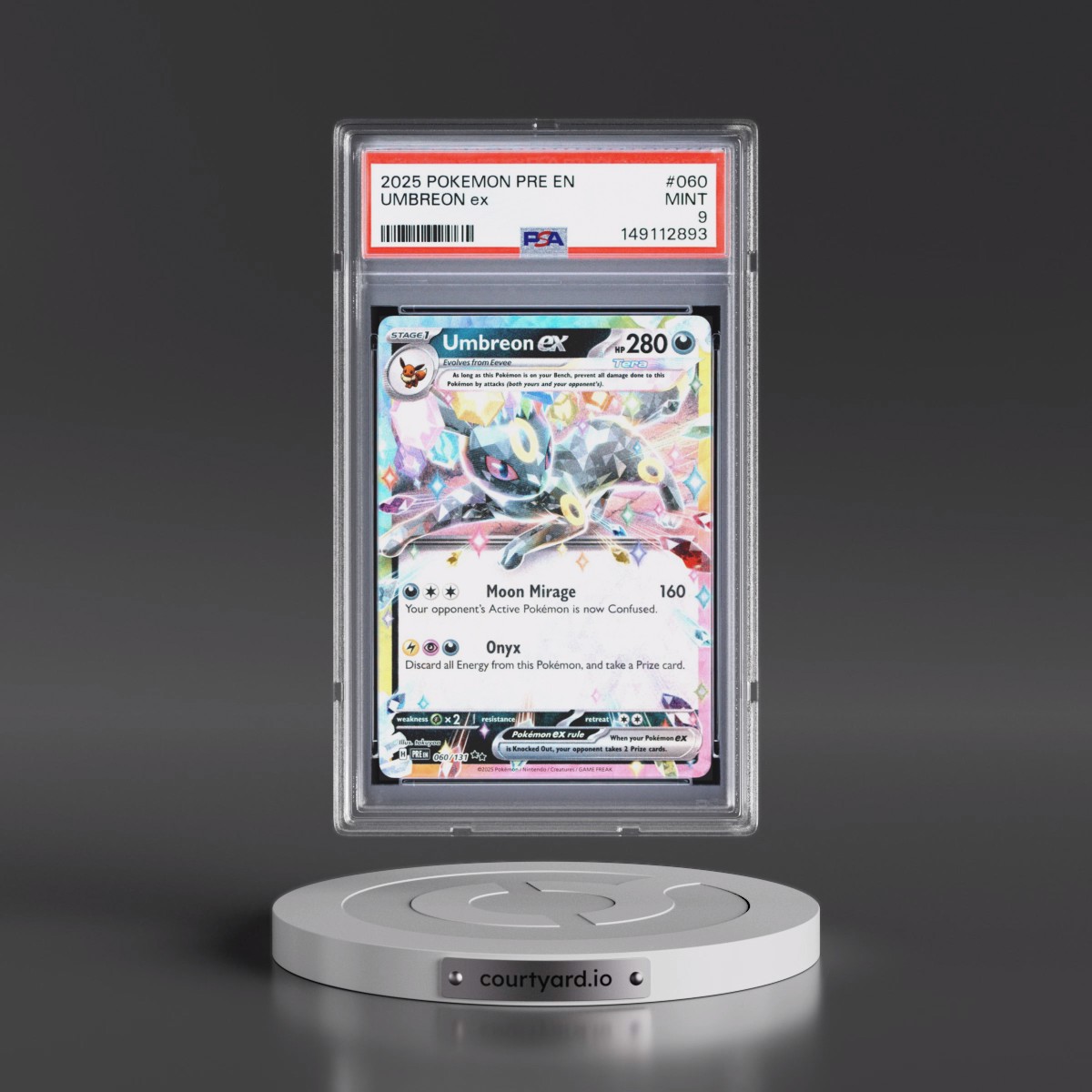2025 Pokémon Pre EN-Prismatic Evolutions #060 Umbreon EX - Holo (PSA 9 MINT)