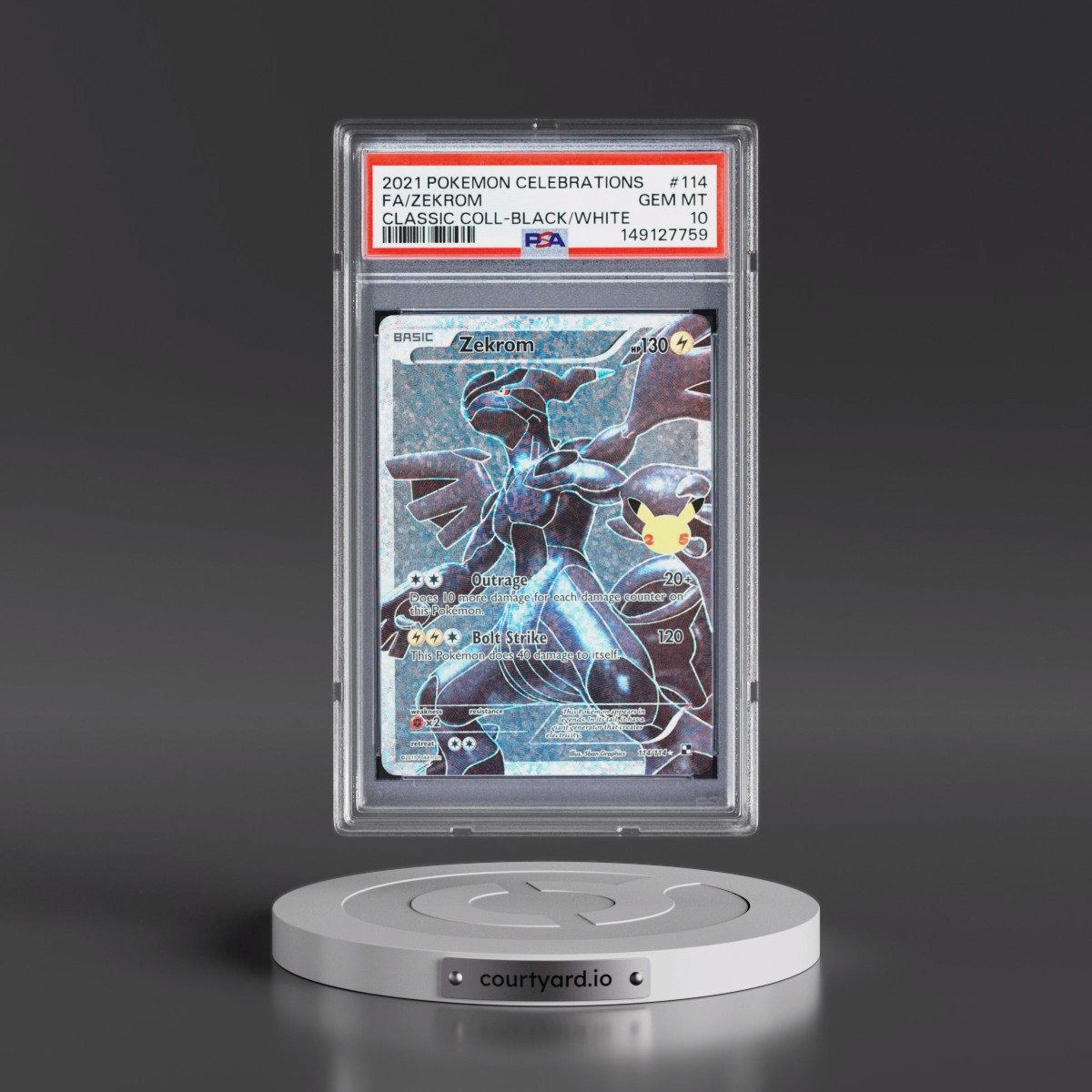 2021 Pokémon Celebrations Classic Collection #114 Zekrom - Full Art (PSA 10 GEM MINT)