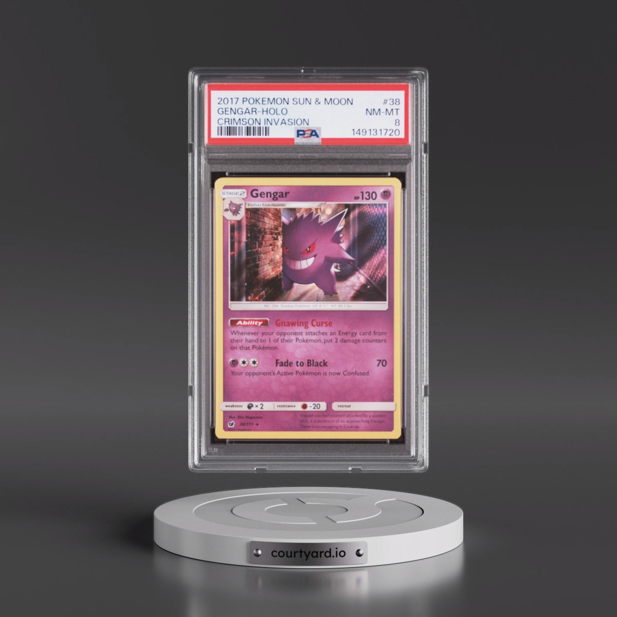2017 Pokémon Sun & Moon Crimson Invasion #38 Gengar - Holo (PSA 8 NM-MT)