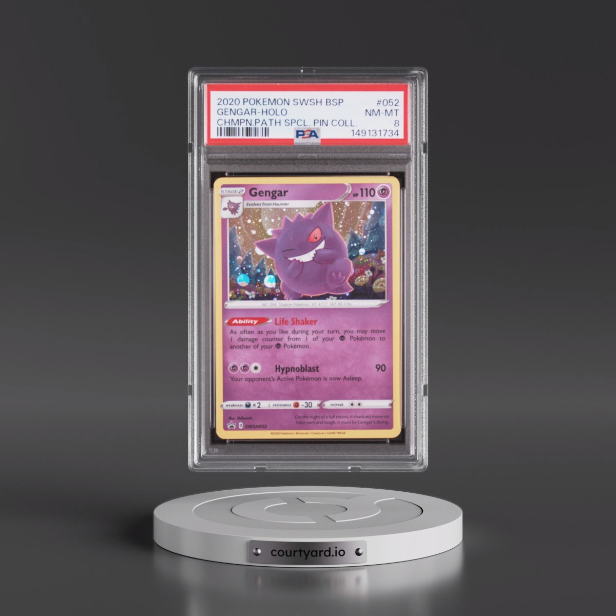 2020 Pokémon Swsh Black Star Promo #052 Gengar - Holo Champion's Path Special Pin Collection (PSA 8 NM-MT)