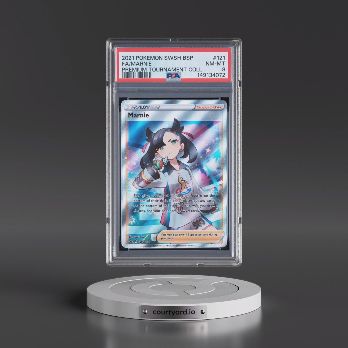 2021 Pokémon Swsh Black Star Promo #121 Marnie - Full Art Marnie Premium Tournament Collection (PSA 8 NM-MT)