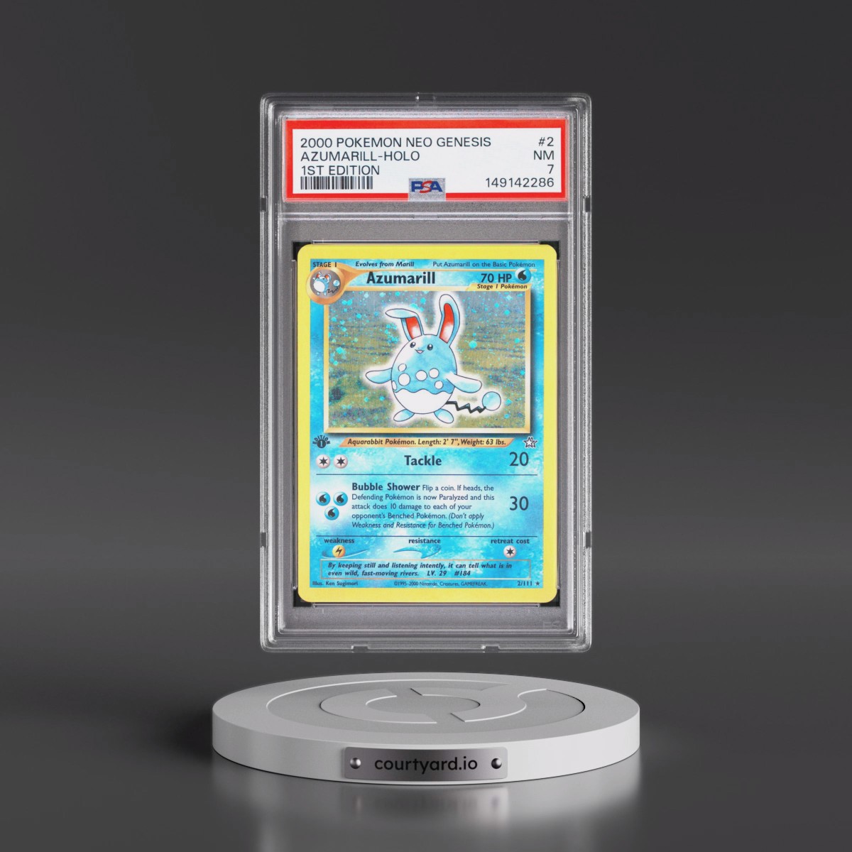 2000 Pokémon Neo Genesis #2 Azumarill - 1st Edition Holo (PSA 7 NM)