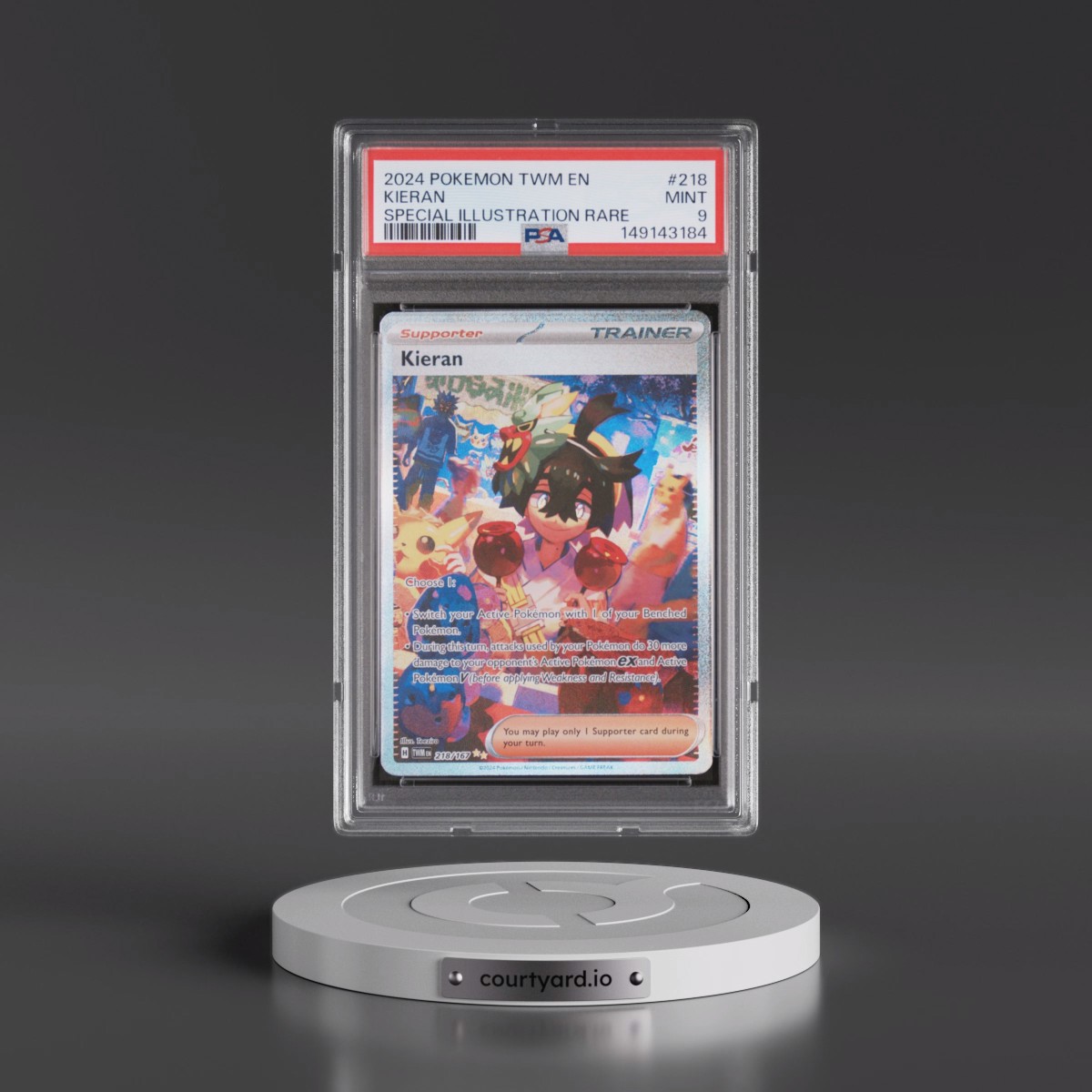 2024 Pokémon Twm EN-Twilight Masquerade #218 Kieran - Special Illustration Rare (PSA 9 MINT)