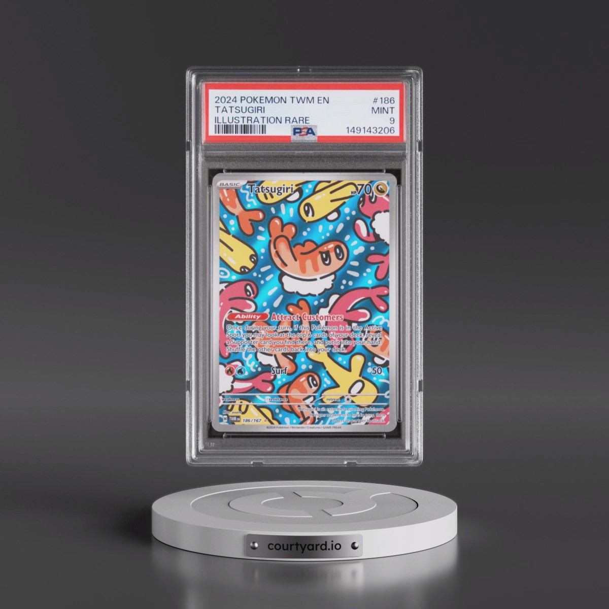 2024 Pokémon Twm EN-Twilight Masquerade #186 Tatsugiri - Illustration Rare (PSA 9 MINT)