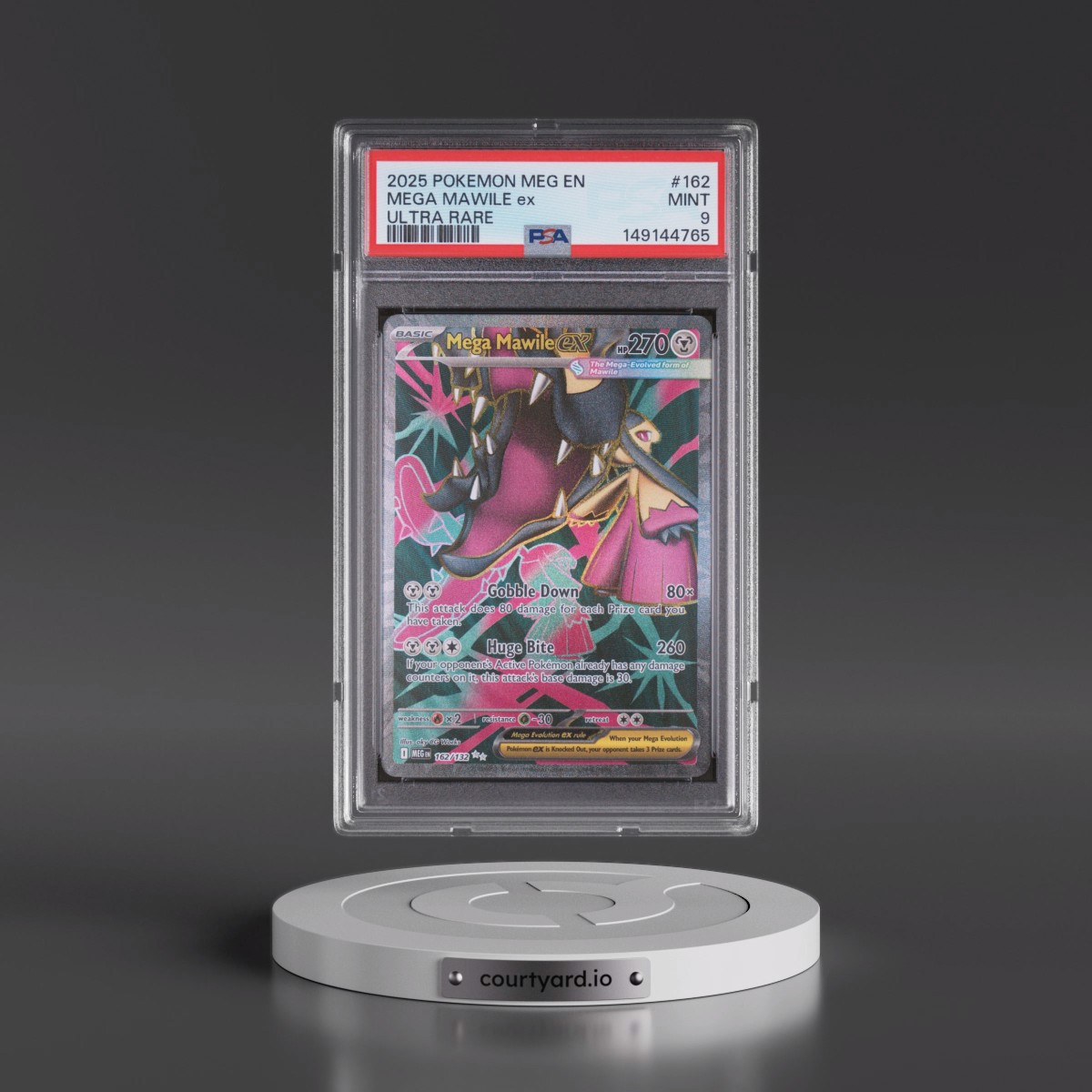 2025 Pokémon Meg EN-Mega Evolution #162 Mega Mawile EX - Holo Ultra Rare (PSA 9 MINT)