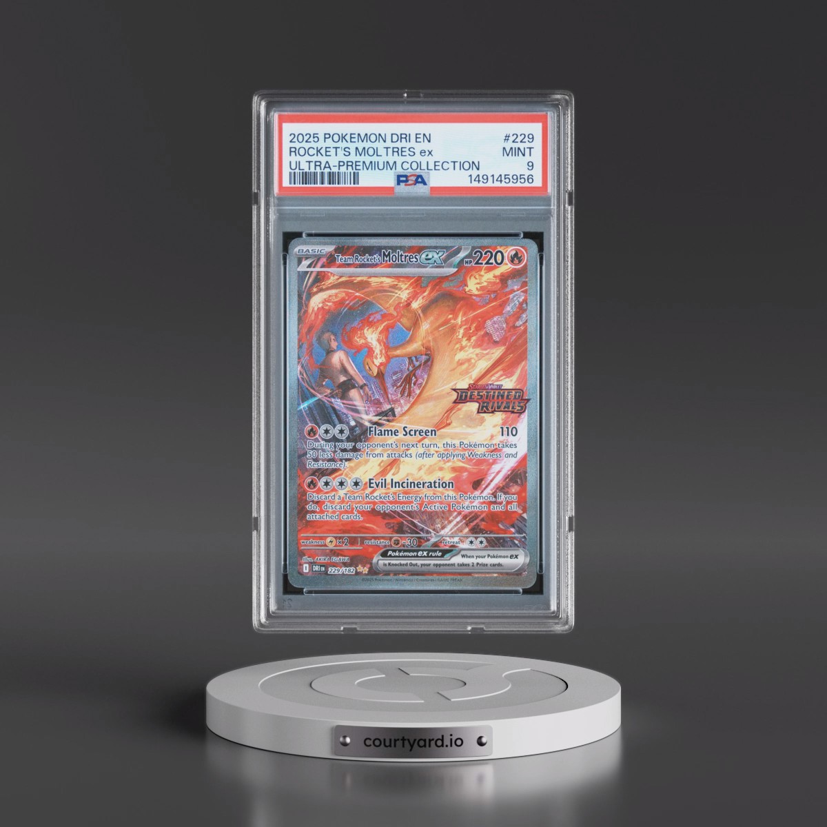 2025 Pokémon Dri EN-Destined Rivals #229 Team Rocket's Moltres EX - Holo Team Rocket's Moltres EX Ultra-Premium Collection (PSA 9 MINT)