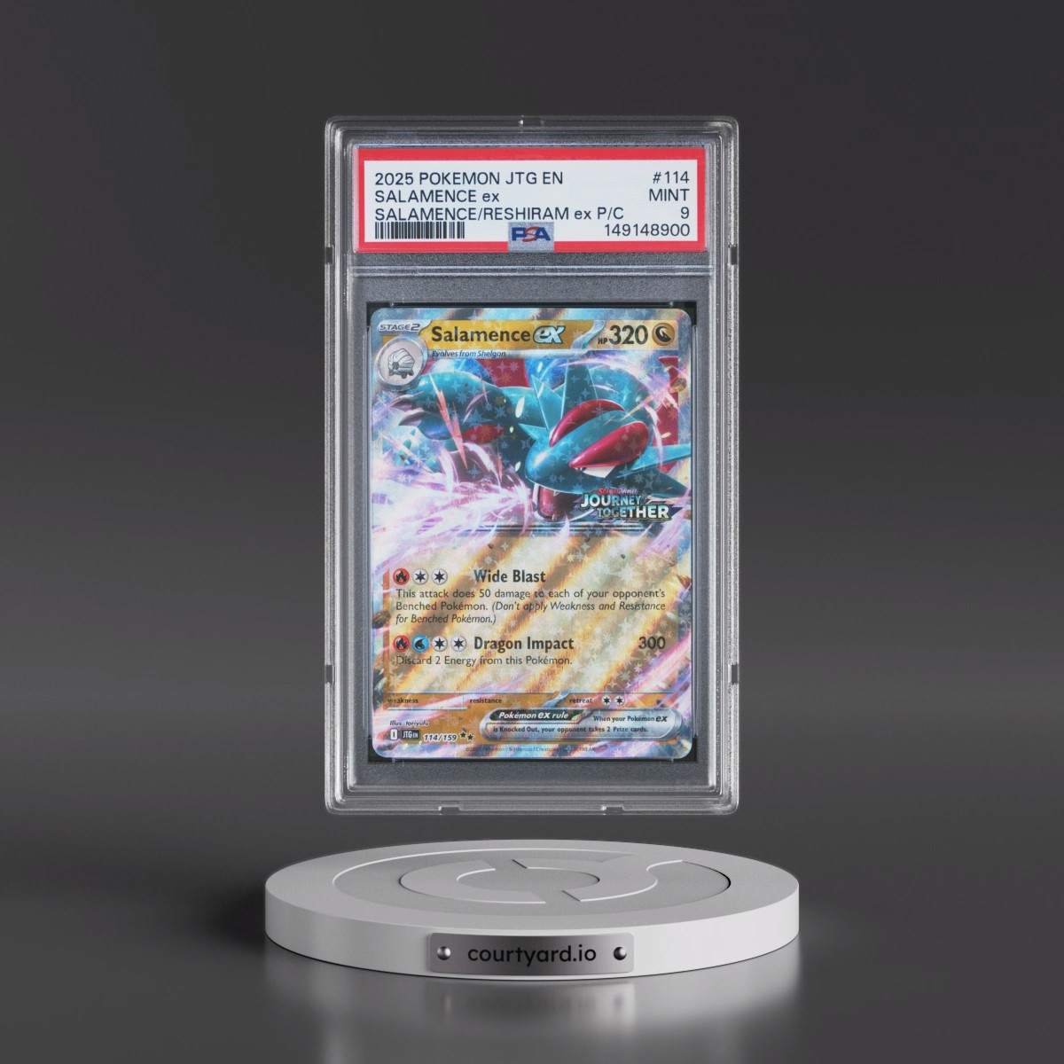 2025 Pokémon Jtg EN-Journey Together #114 Salamence EX - Holo Salamence EX & Reshiram EX Premium Collection (PSA 9 MINT)