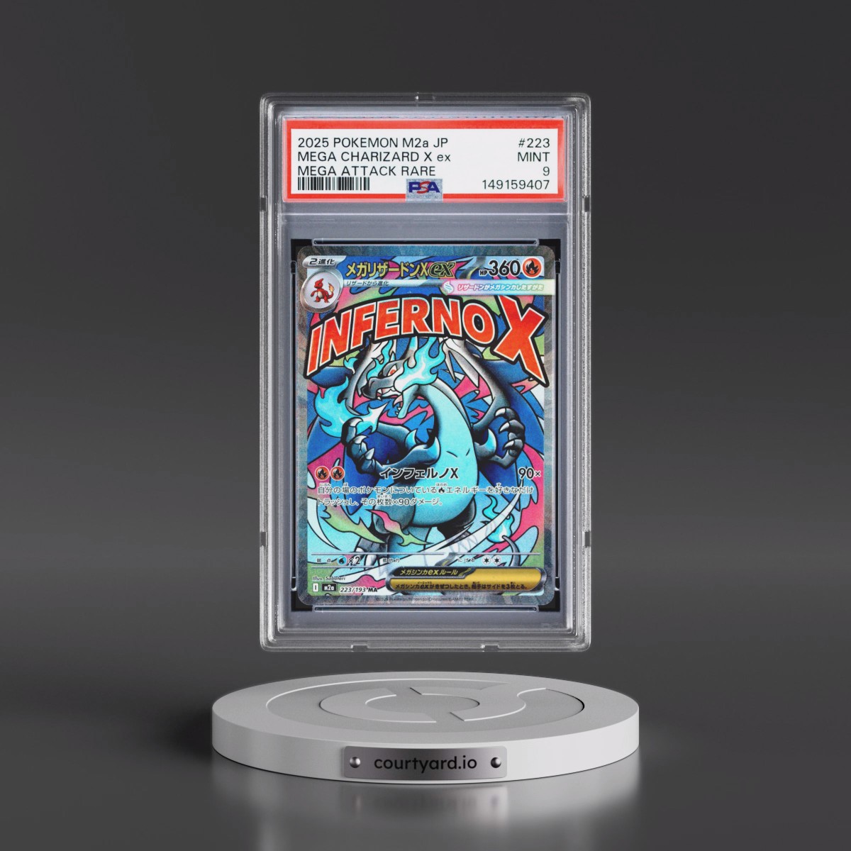 2025 Pokémon M2a-Mega Dream EX #223 Mega Charizard X EX - Holo Mega Attack Rare (PSA 9 MINT)