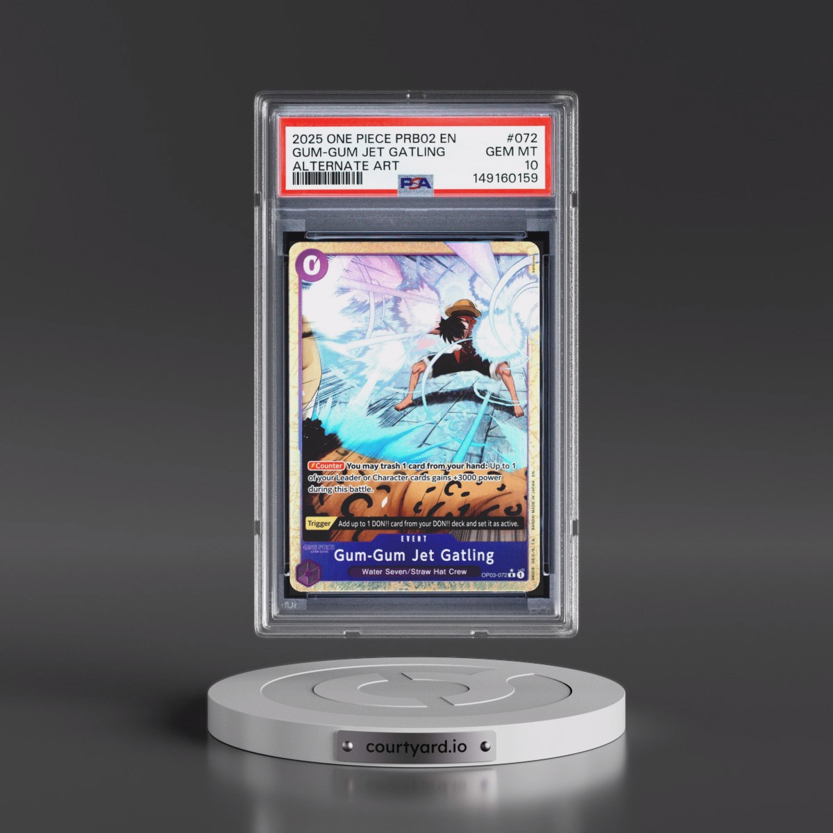 2025 One Piece PRB02-Premium Booster -One Piece Card the Best- Vol.2 #072 Gum-Gum Jet Gatling - Alternate Art (PSA 10 GEM MINT)