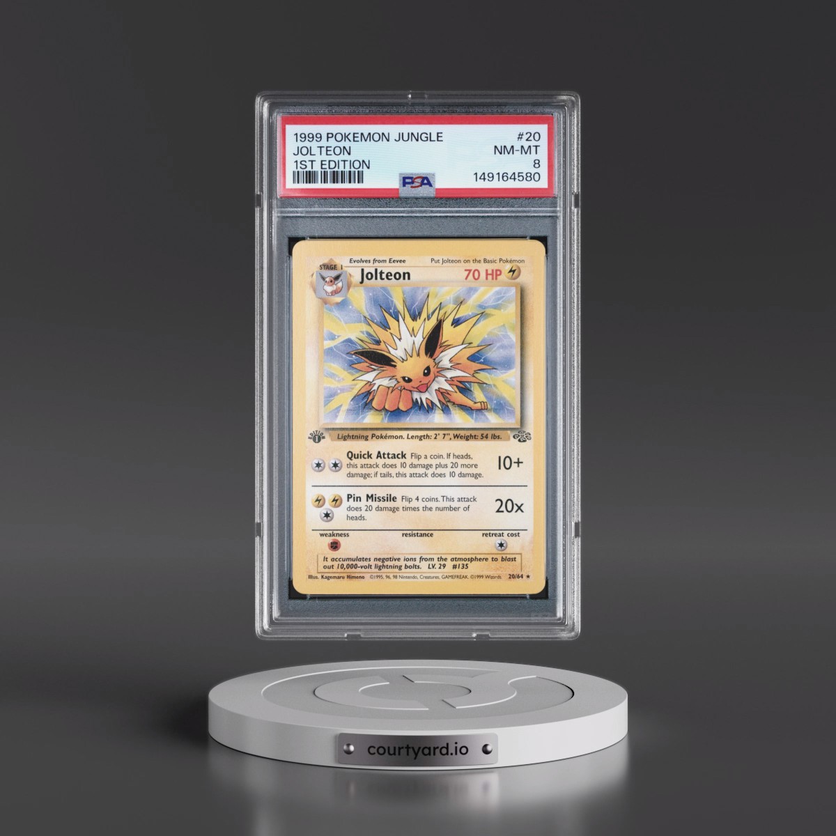 1999 Pokémon Jungle #20 Jolteon - 1st Edition (PSA 8 NM-MT)