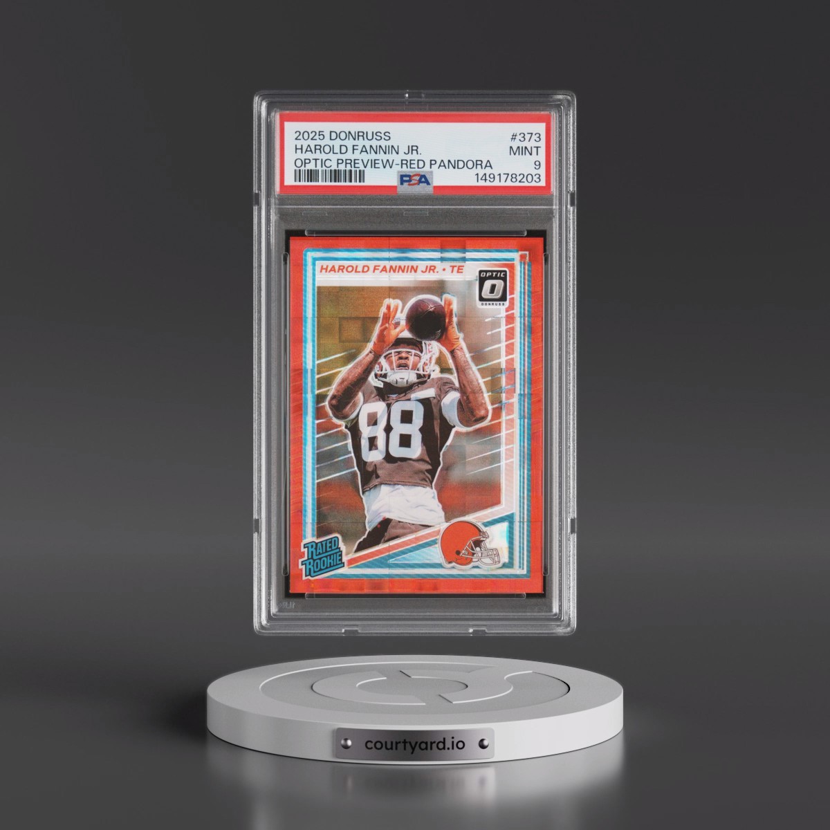 2025 Panini Donruss #373 Harold Fannin Jr. - Optic Preview-Red Pandora (PSA 9 MINT)
