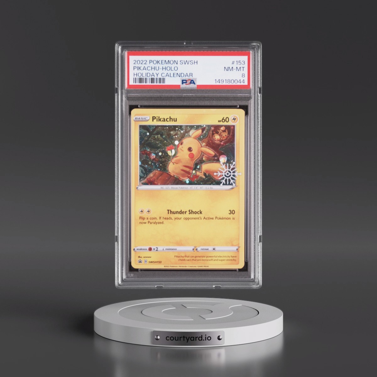2022 Pokémon Swsh Black Star Promo #153 Pikachu - Holo Holiday Calendar 2022 (PSA 8 NM-MT)