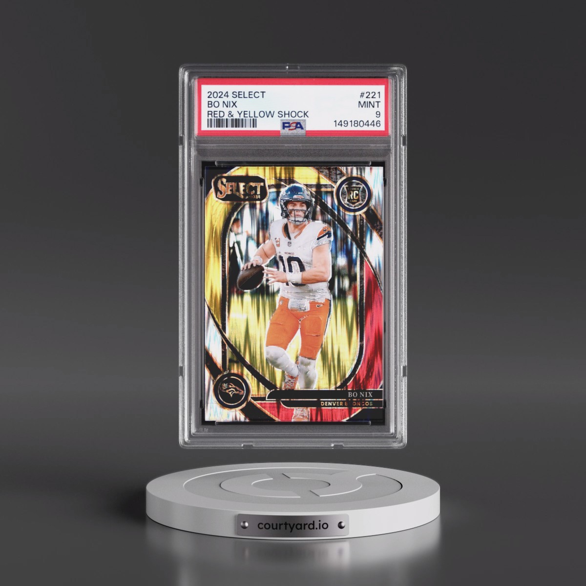 2024 Panini Select #221 Bo Nix - Red & Yellow Shock (PSA 9 MINT)