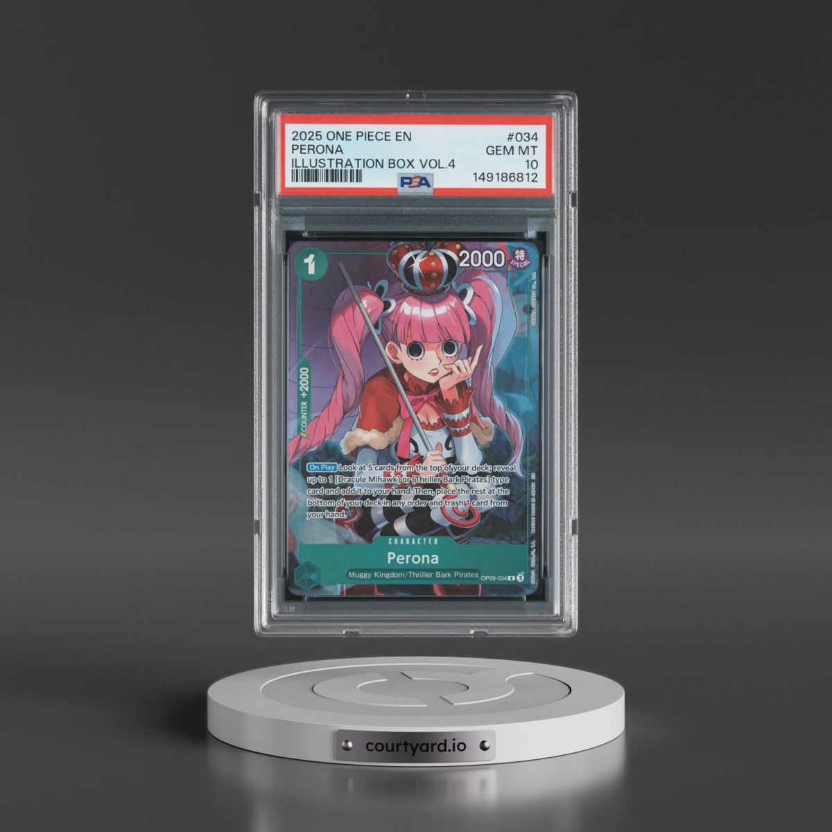 2025 One Piece Promos #034 Perona - Illustration Box Vol.4 (PSA 10 GEM MINT)
