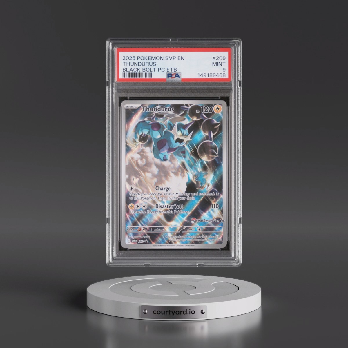 2025 Pokémon Svp EN-SV Black Star Promo #209 Thundurus - Black Bolt Pokemon Center Elite Trainer Box (PSA 9 MINT)