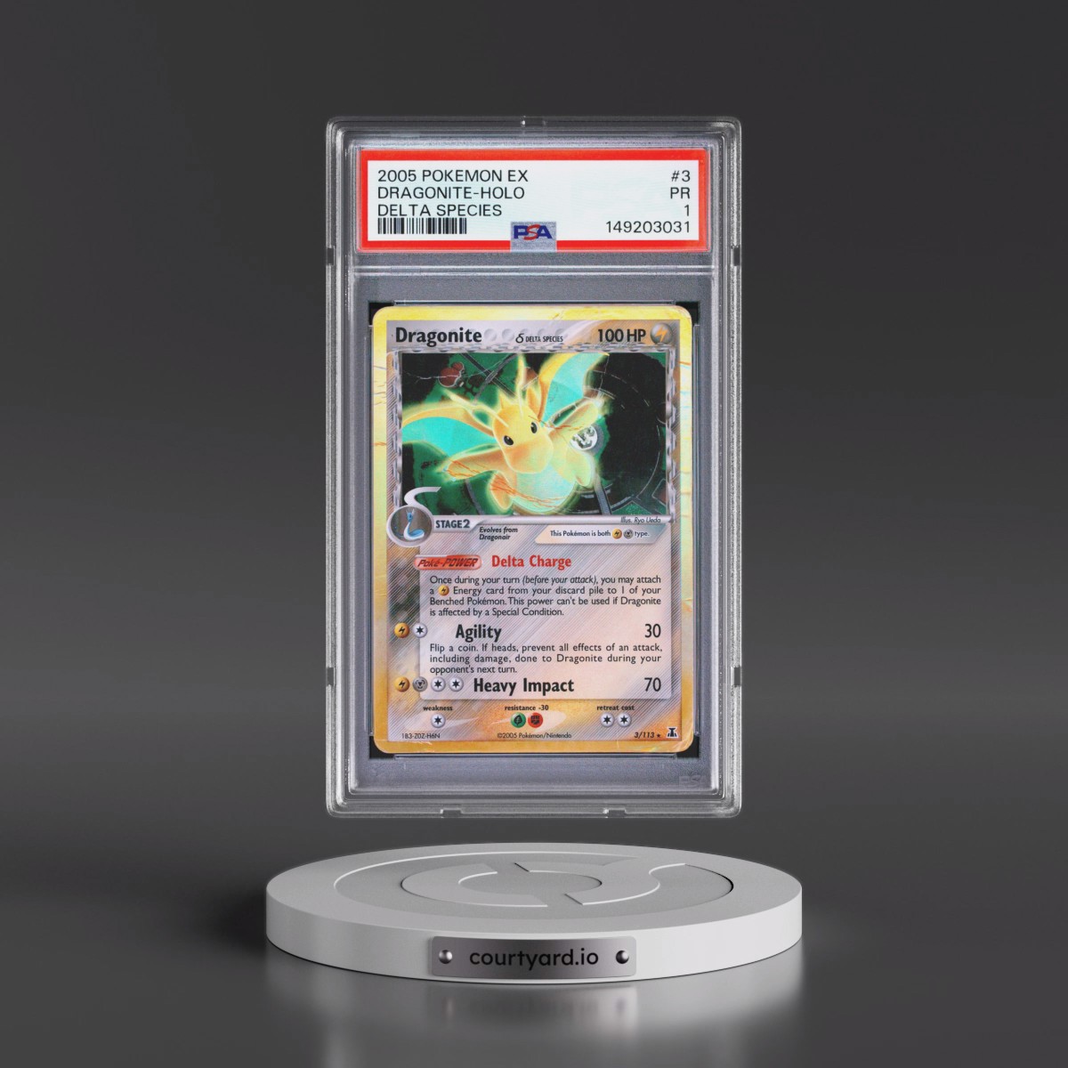 2005 Pokémon EX Delta Species #3 Dragonite - Holo (PSA 1 PR)