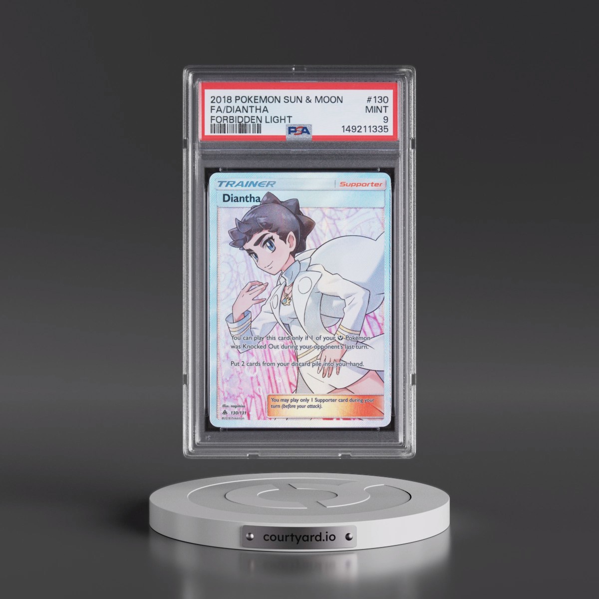 2018 Pokémon Sun & Moon Forbidden Light #130 Diantha - Full Art (PSA 9 MINT)