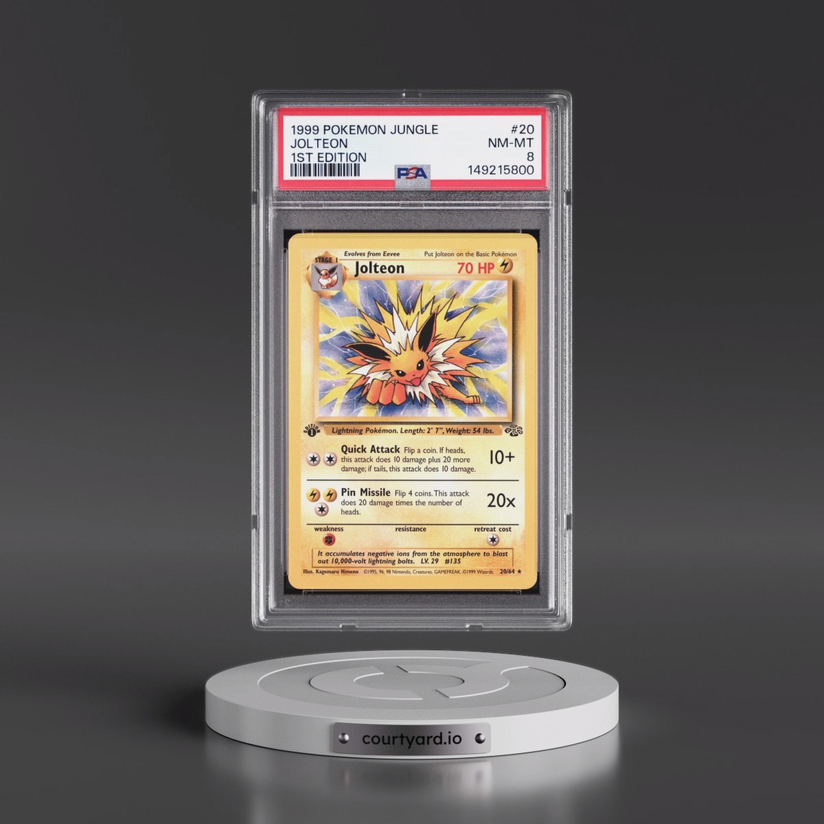 1999 Pokémon Jungle #20 Jolteon - 1st Edition (PSA 8 NM-MT)