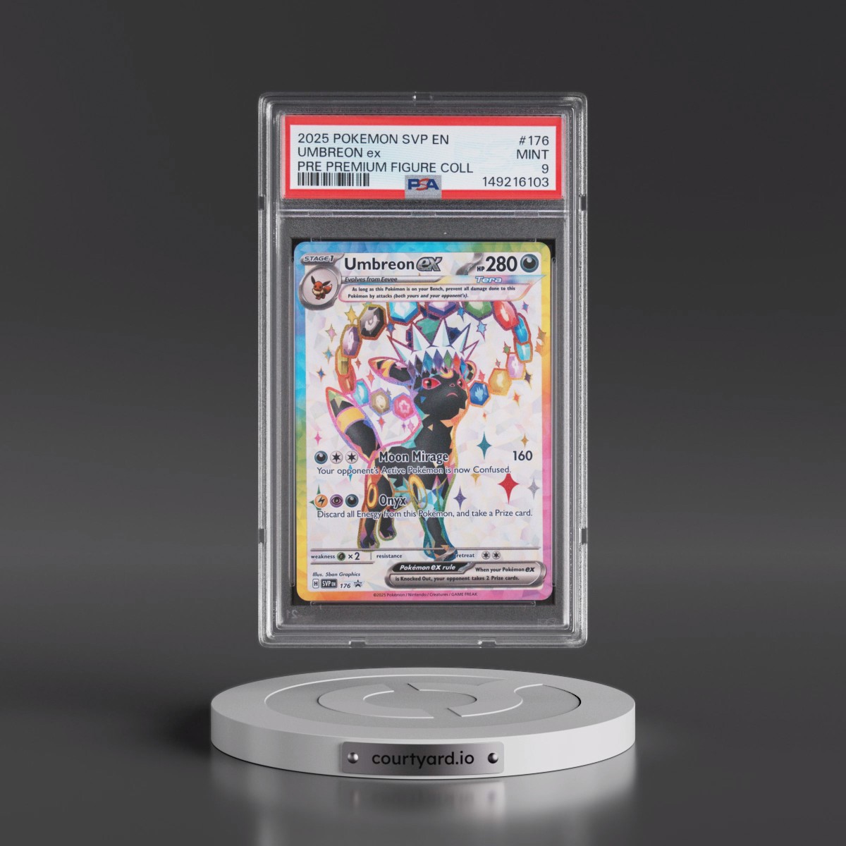 2025 Pokémon Svp EN-SV Black Star Promo #176 Umbreon EX - Holo Prismatic Evolutions Premium Figure Collection (PSA 9 MINT)