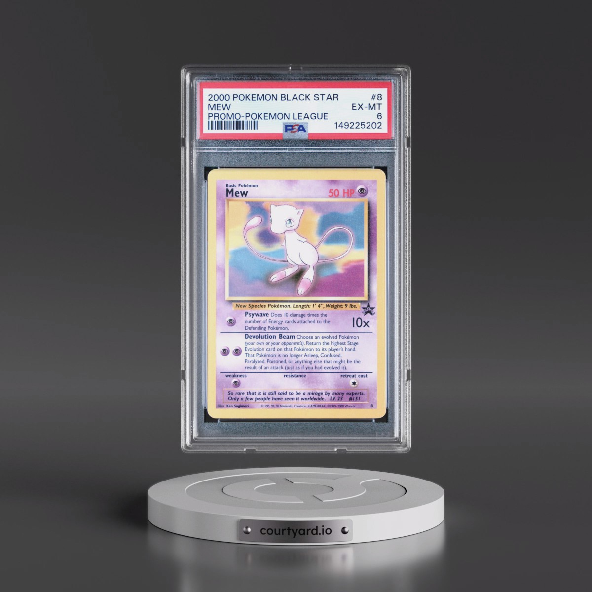 2000 Pokémon Promo Black Star #8 Mew - Pokemon League (PSA 6 EX-MT)