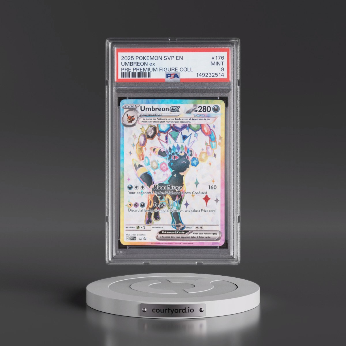 2025 Pokémon Svp EN-SV Black Star Promo #176 Umbreon EX - Holo Prismatic Evolutions Premium Figure Collection (PSA 9 MINT)