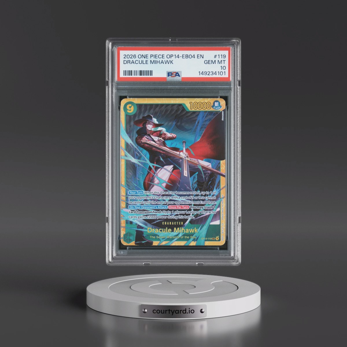 2026 One Piece OP14-EB04-the Azure Sea's Seven #119 Dracule Mihawk (PSA 10 GEM MINT)
