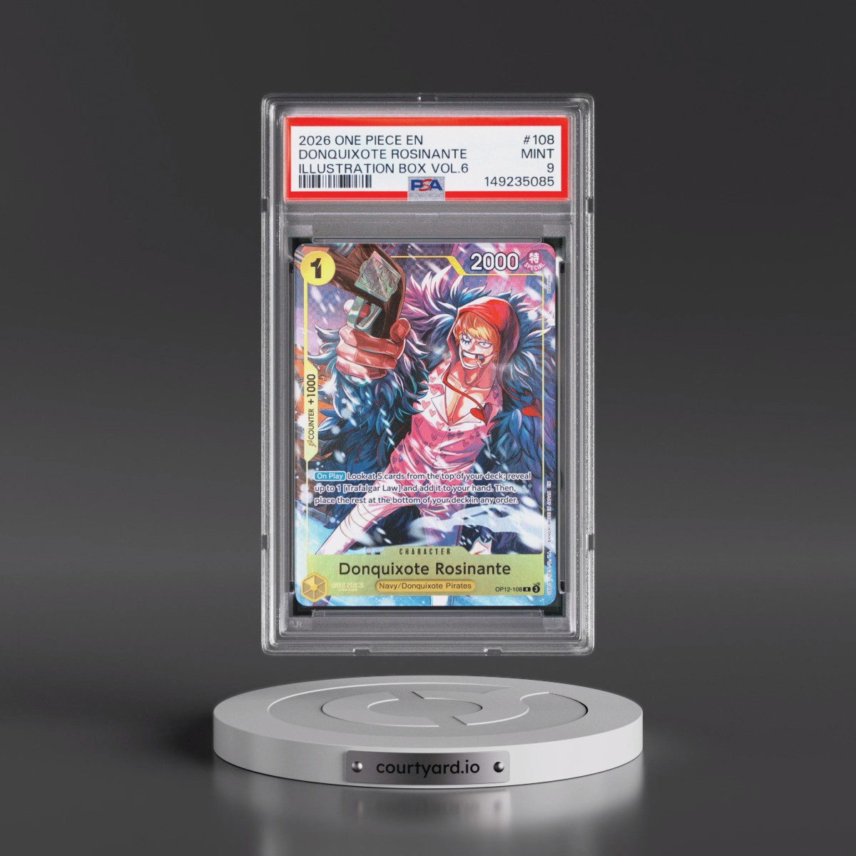 2026 One Piece Promos #108 Donquixote Rosinante - Illustration Box Vol.6 (PSA 9 MINT)