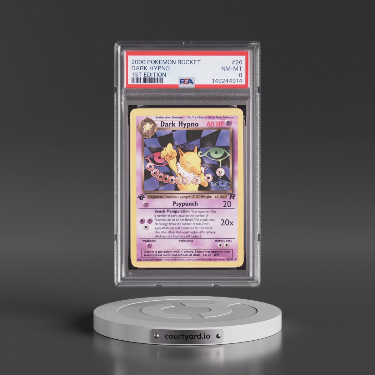 2000 Pokémon Rocket Dark Hypno - 1st Edition #26 PSA 8