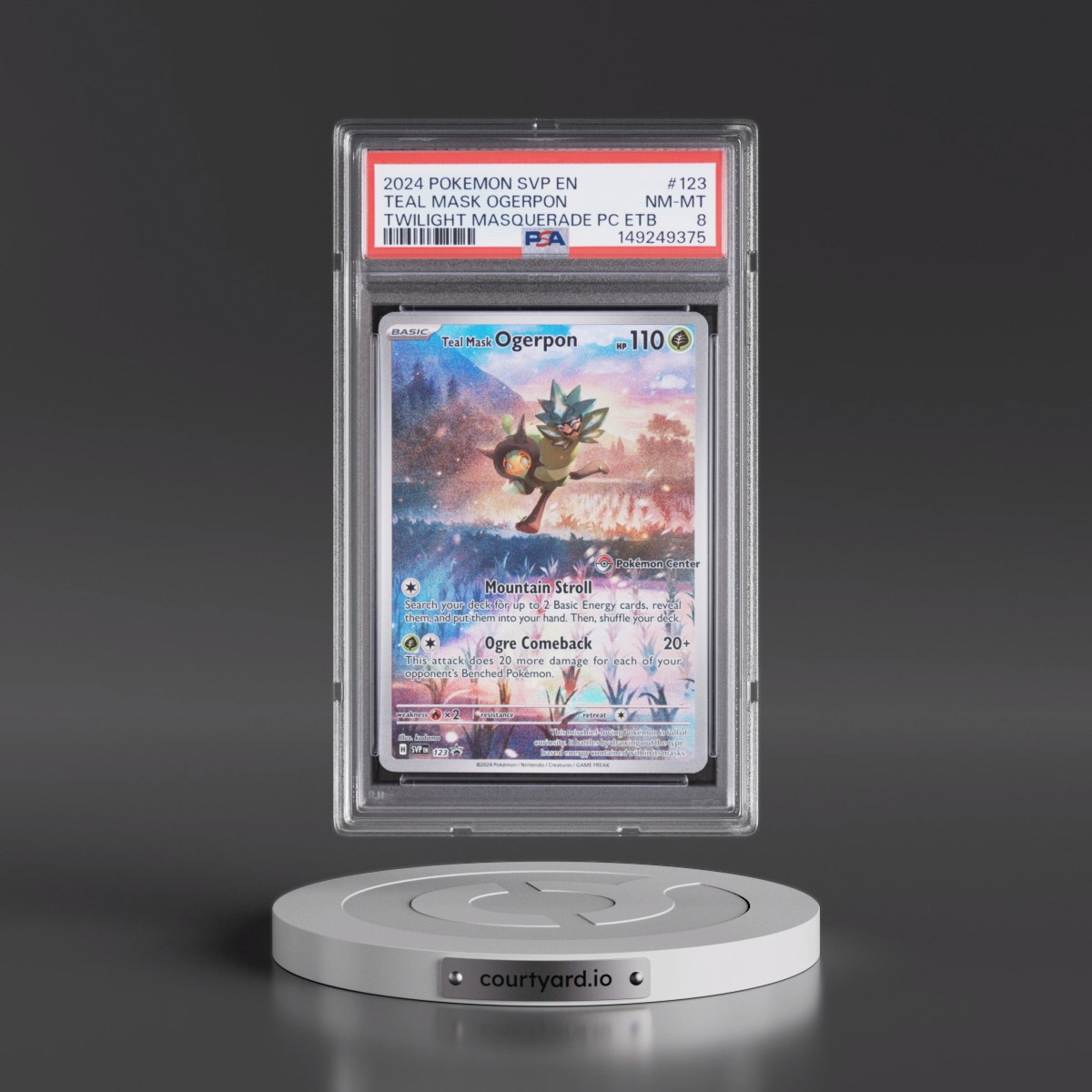 2024 Pokémon Svp EN-SV Black Star Promo #123 Teal Mask Ogerpon - Twilight Masquerade Pokemon Center Elite Trainer Box (PSA 8 NM-MT)