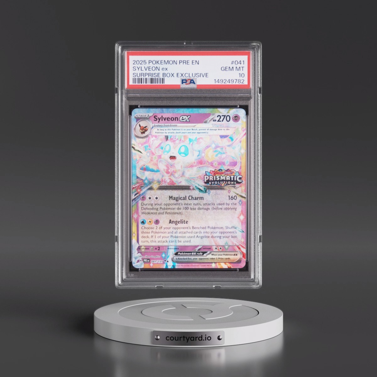 2025 Pokémon Pre EN-Prismatic Evolutions #041 Sylveon EX - Holo Surprise Box Exclusive (PSA 10 GEM MINT)